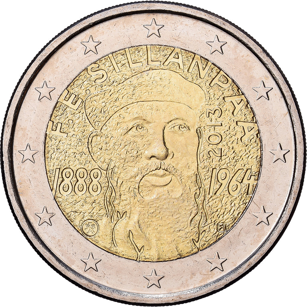 Finlande, 2 Euro, 125e anniversaire de la naissance de l'écrivain Frans Eemil