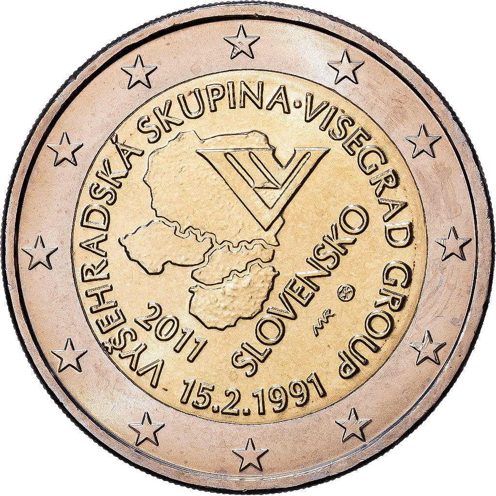 Slowakei, 2 Euro, 20e anniversaire de la fondation du groupe de Visegrád, 2011