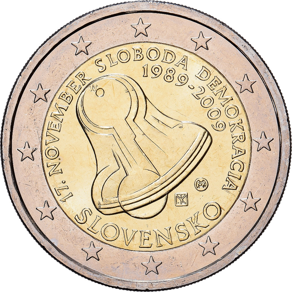 Eslovaquia, 2 Euro, 20e anniversaire de la Révolution de velours, 2009