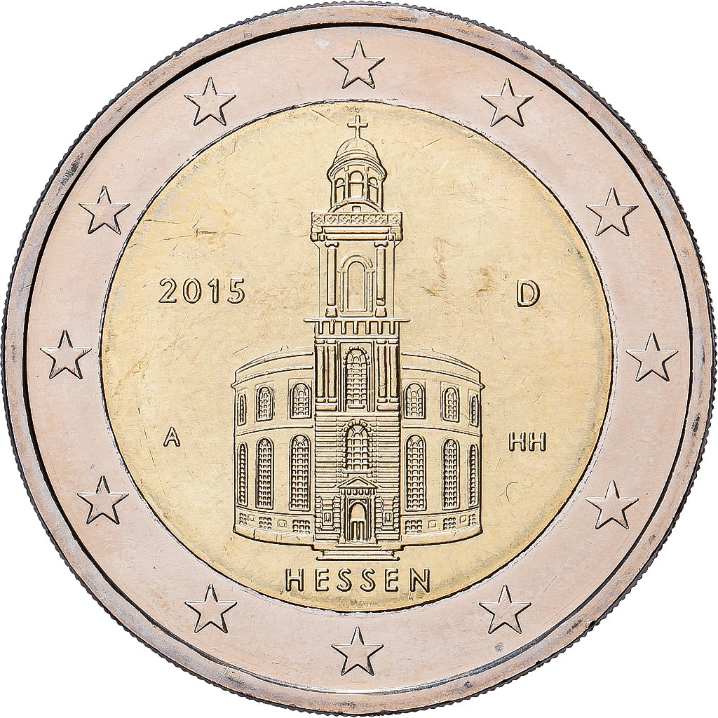 Germany, 2 Euro, Le land de la Hesse et l'église Saint-Paul de