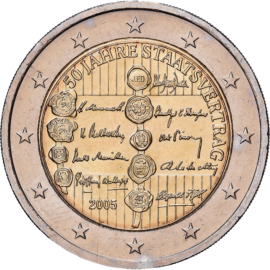 Austria, 2 Euro, 50e anniversaire du traité d'État autrichien, 2005, AUSTRIAN
