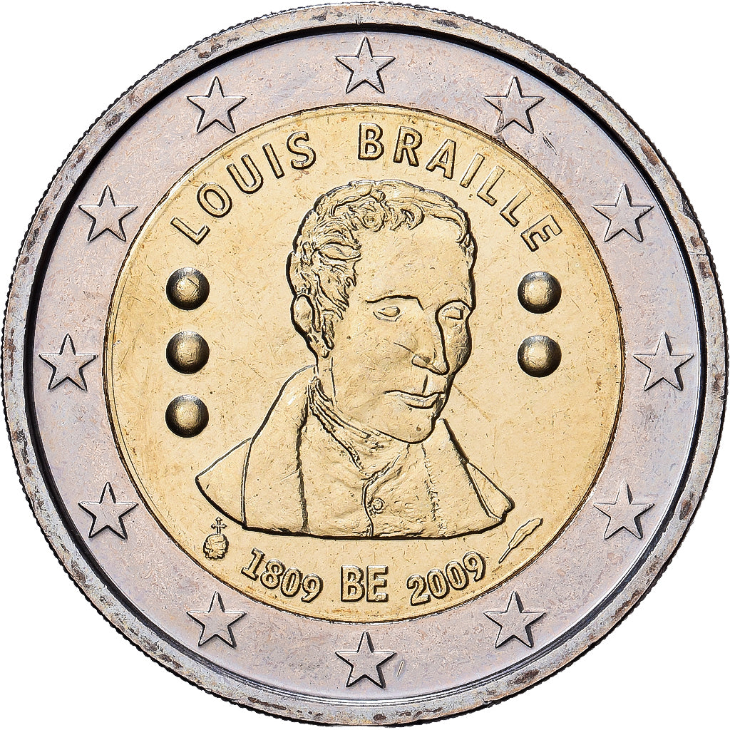 Belgien, 2 Euro, 200e anniversaire de la naissance de Louis Braille, 2009