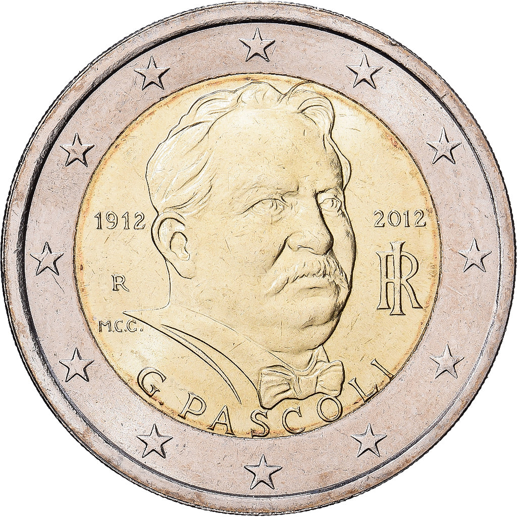 Italien, 2 Euro, 100e anniversaire de la mort de Giovanni Pascoli, 2012, Rome