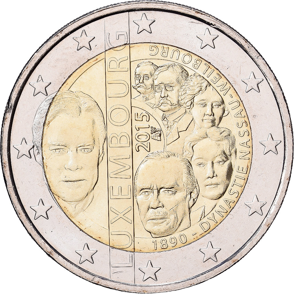 Luxemburgo, 2 Euro, 125e anniversaire de la dynastie Nassau-Weilbourg, 2015