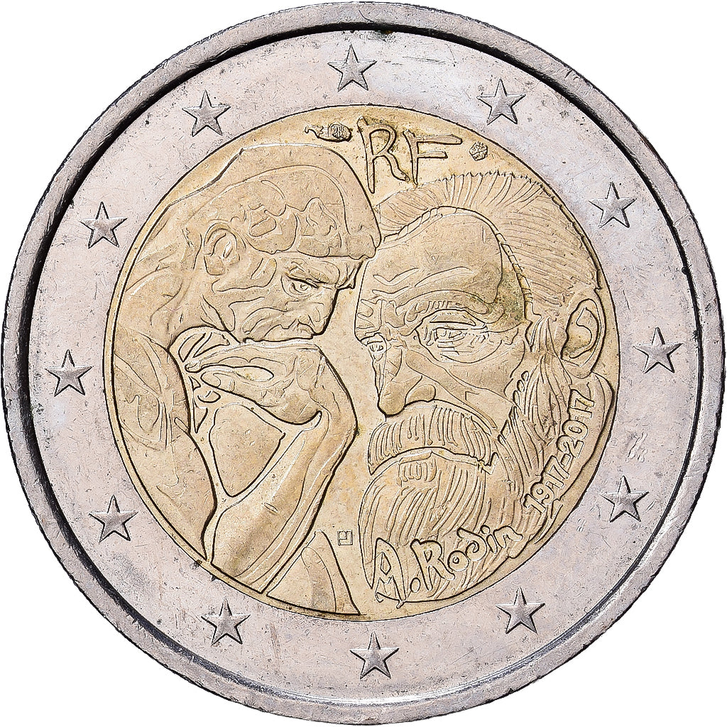 Francia, 2 Euro, Centenaire du décès du sculpteur français Auguste Rodin