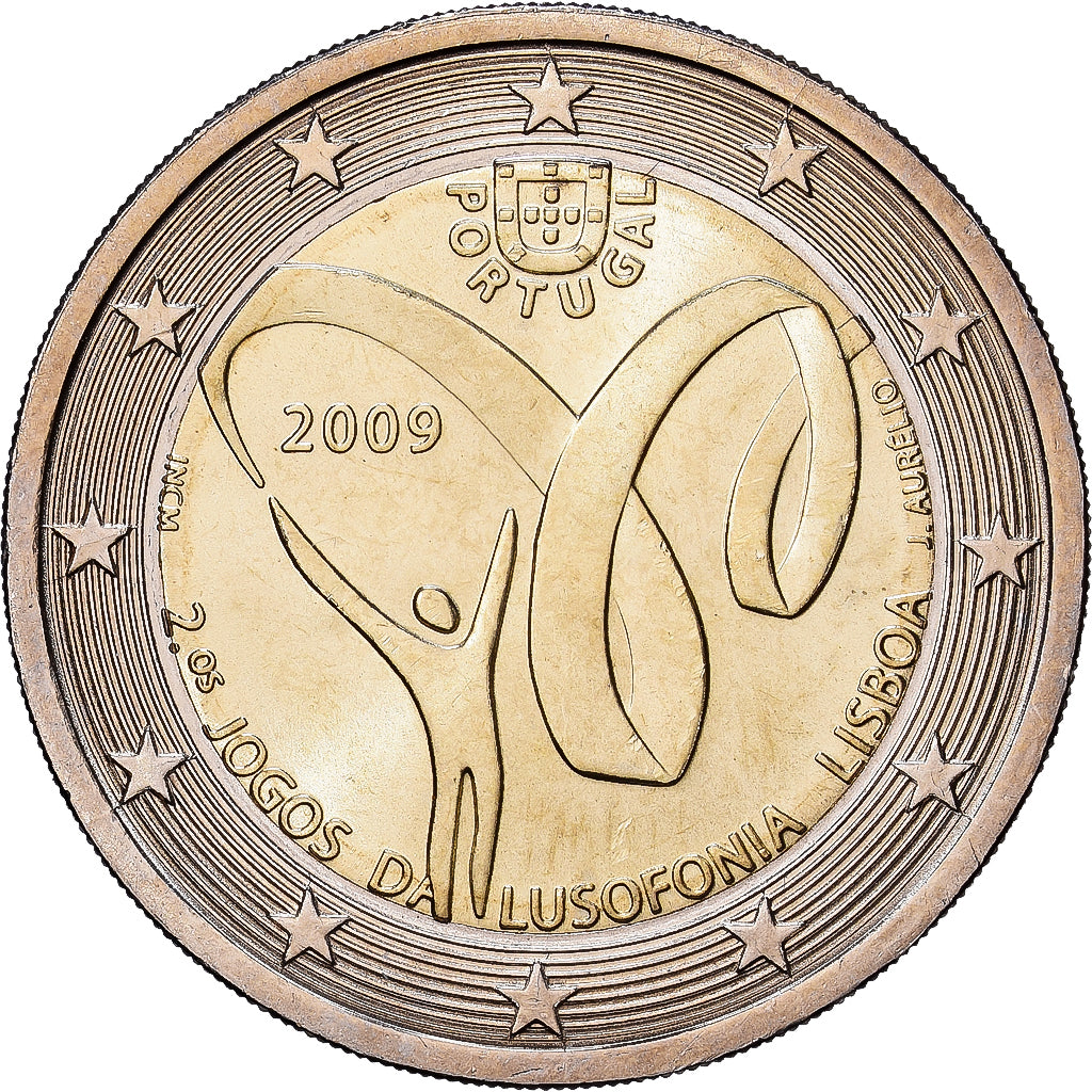 Portugal, 2 Euro, Jeux de la Lusophonie à Lisbonne, 2009, INCM, Bi-Metallic