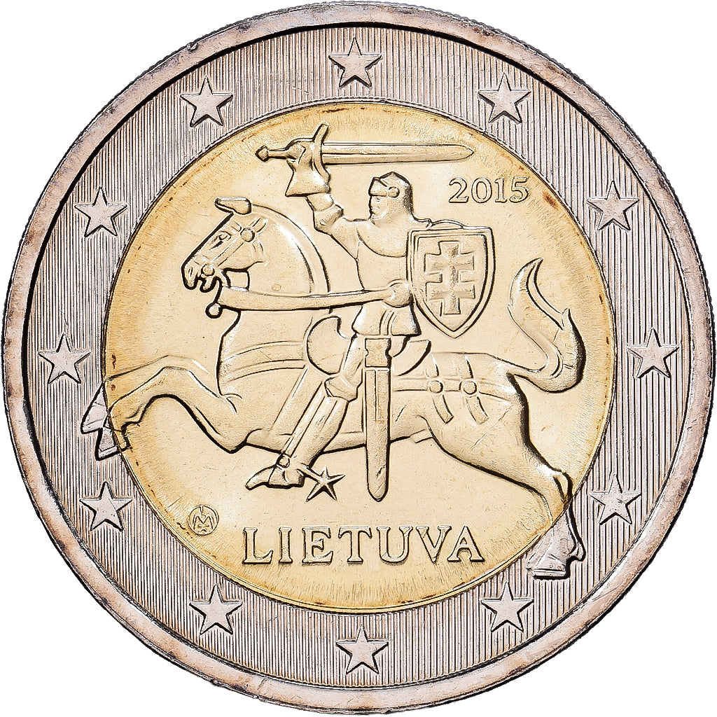 Lithuania, 2 Euro, le chevalier Vytis, 2015, MONNAIE DE LITUANIE, Bi-Metallic