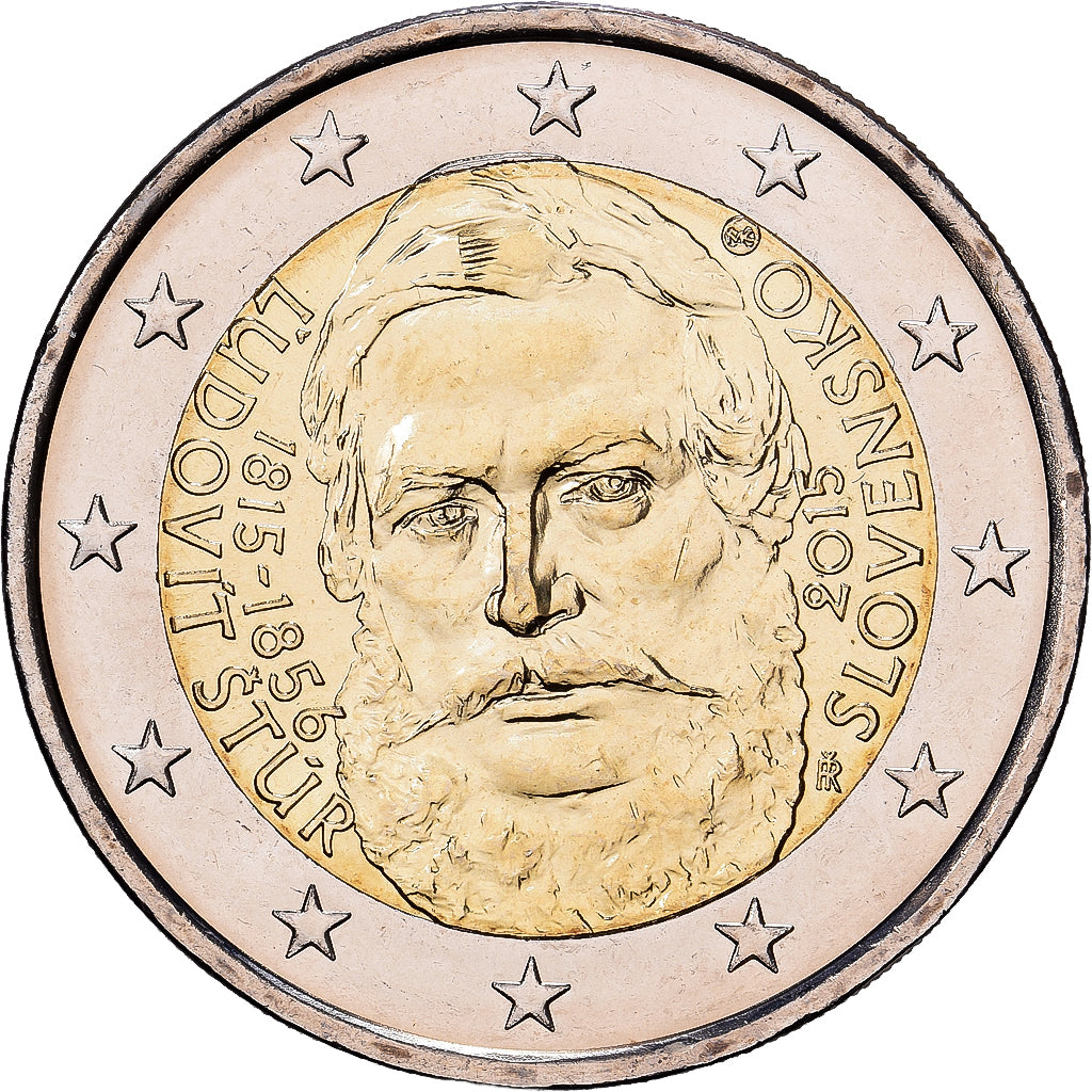 Slovakia, 2 Euro, 200e anniversaire de la naissance de Ľudovít Štúr, 2015