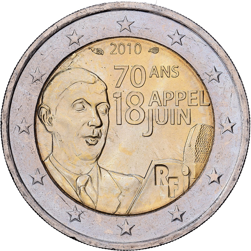 Frankreich, 2 Euro, 70e anniversaire de l'appel du 18 Juin 1940, 2010, Monnaie