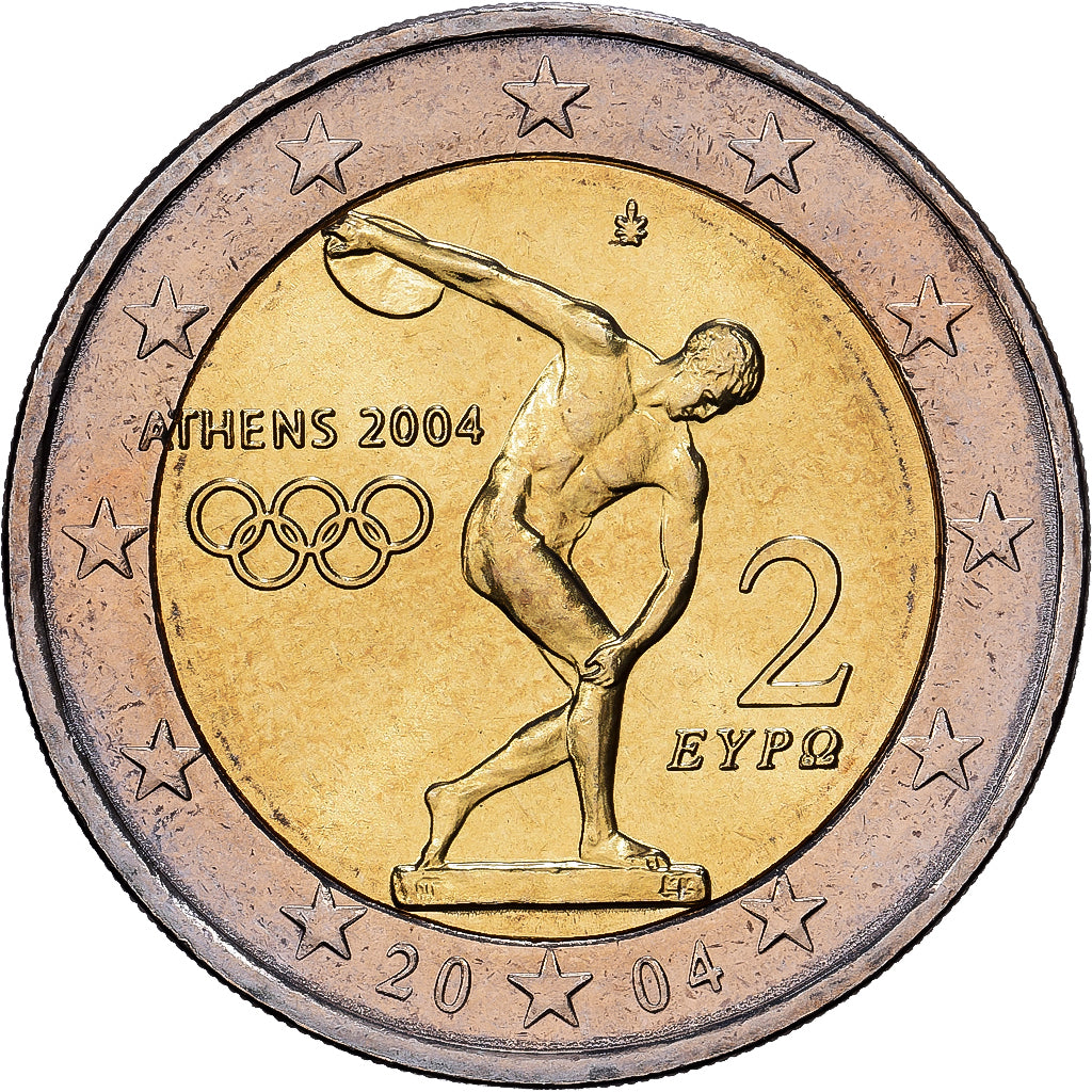 Greece, 2 Euro, Jeux Olympiques d'Athènes 2004, 2004, La Monnaie Nationale de