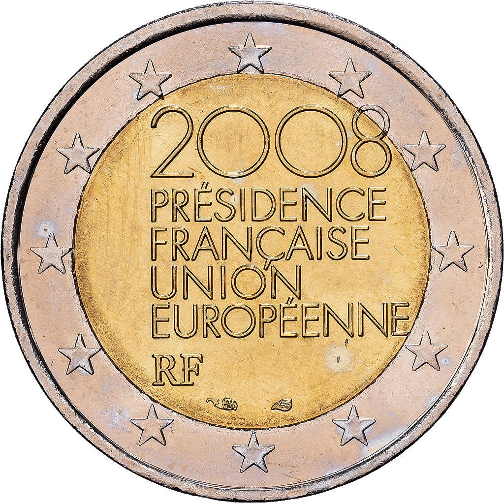 France, 2 Euro, Présidence française de l'Union européenne, 2008, Monnaie de
