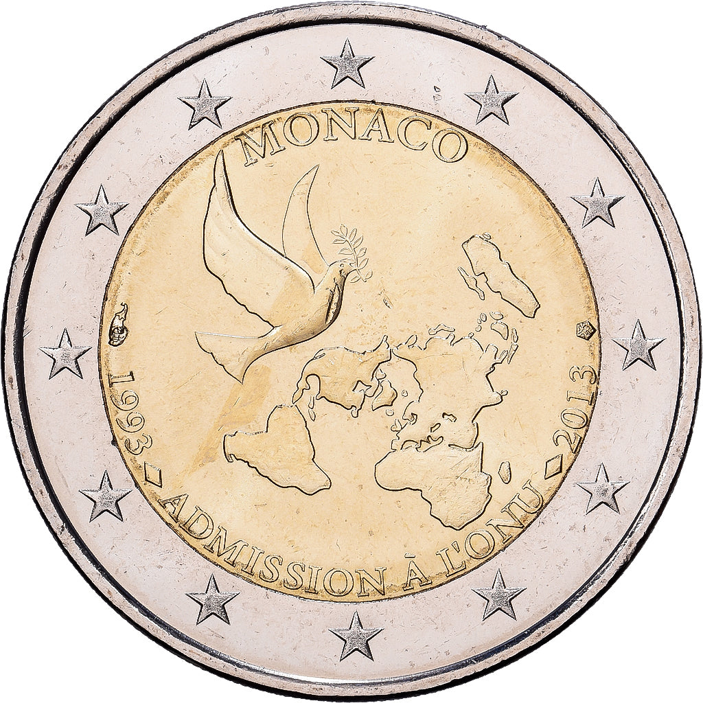 Monaco, 2 Euro, 20e anniversaire de l'admission de Monaco à l'ONU, 2013