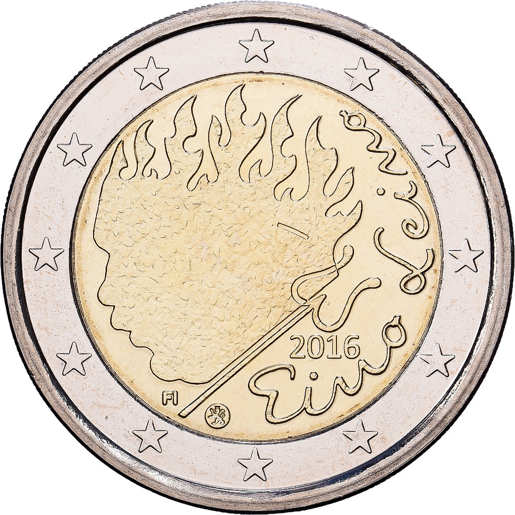 Finland, 2 Euro, 90e anniversaire du décès de l’écrivain et poète Eino