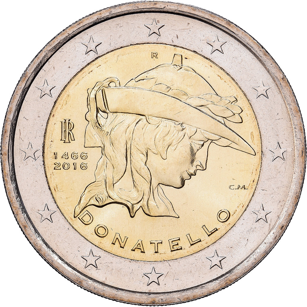 Italia, 2 Euro, 550e anniversaire de la mort de Donatello, 2016, Rome