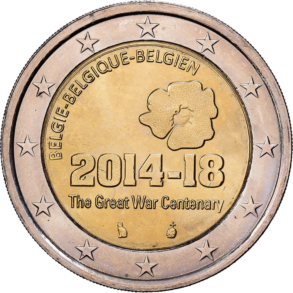 Belgium, 2 Euro, 100e anniversaire du début de la Première Guerre mondiale