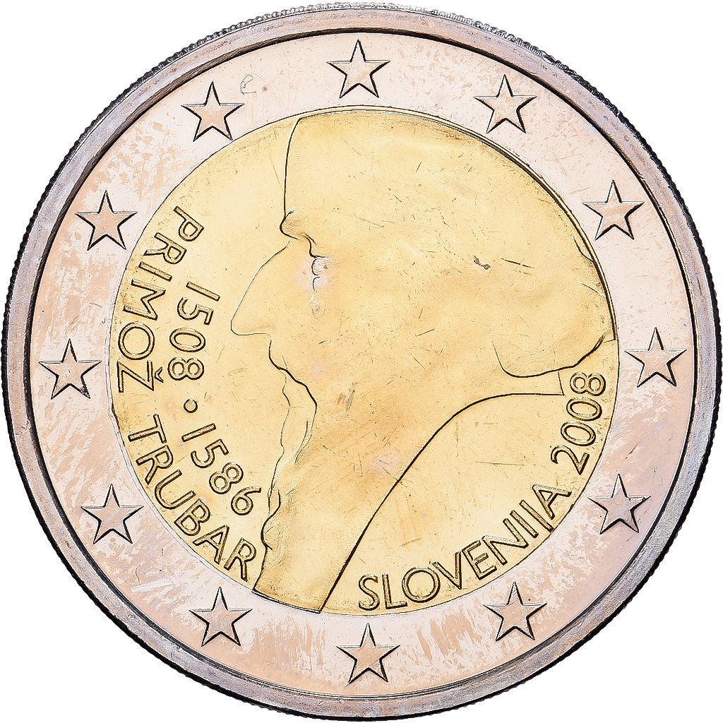 Slovenia, 2 Euro, 500e anniversaire de la naissance de Primoz Trubar, 2008