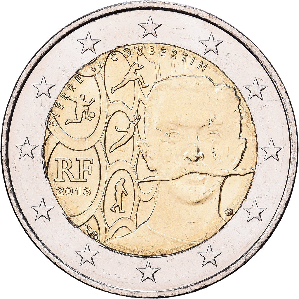 France, 2 Euro, 150e anniversaire de la naissance de Pierre de Coubertin, 2013