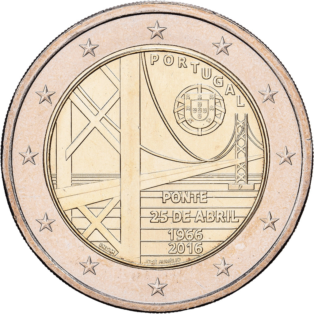 Portugal, 2 Euro, 50e anniversaire de l'inauguration du Pont du 25-Avril