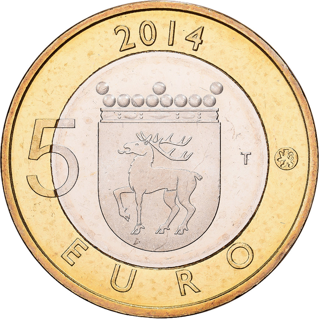 Finland, 5 Euro, White-tailed eagle, 2014, Vantaa, Bi-Metallic, MS(63), KM:209