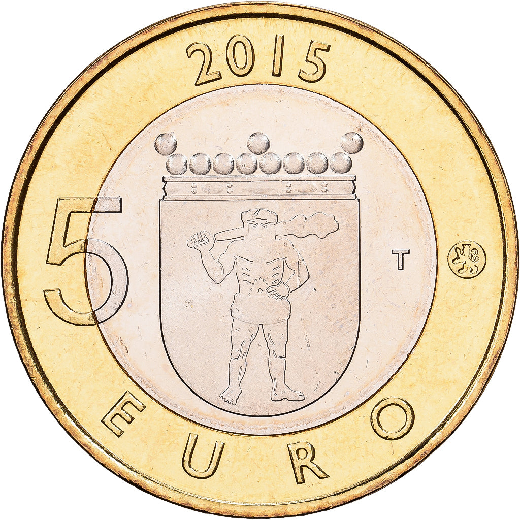 Finlândia, 5 Euro, Reindeer in Lapland, 2015, Vantaa, Bimetálico, MS(63)