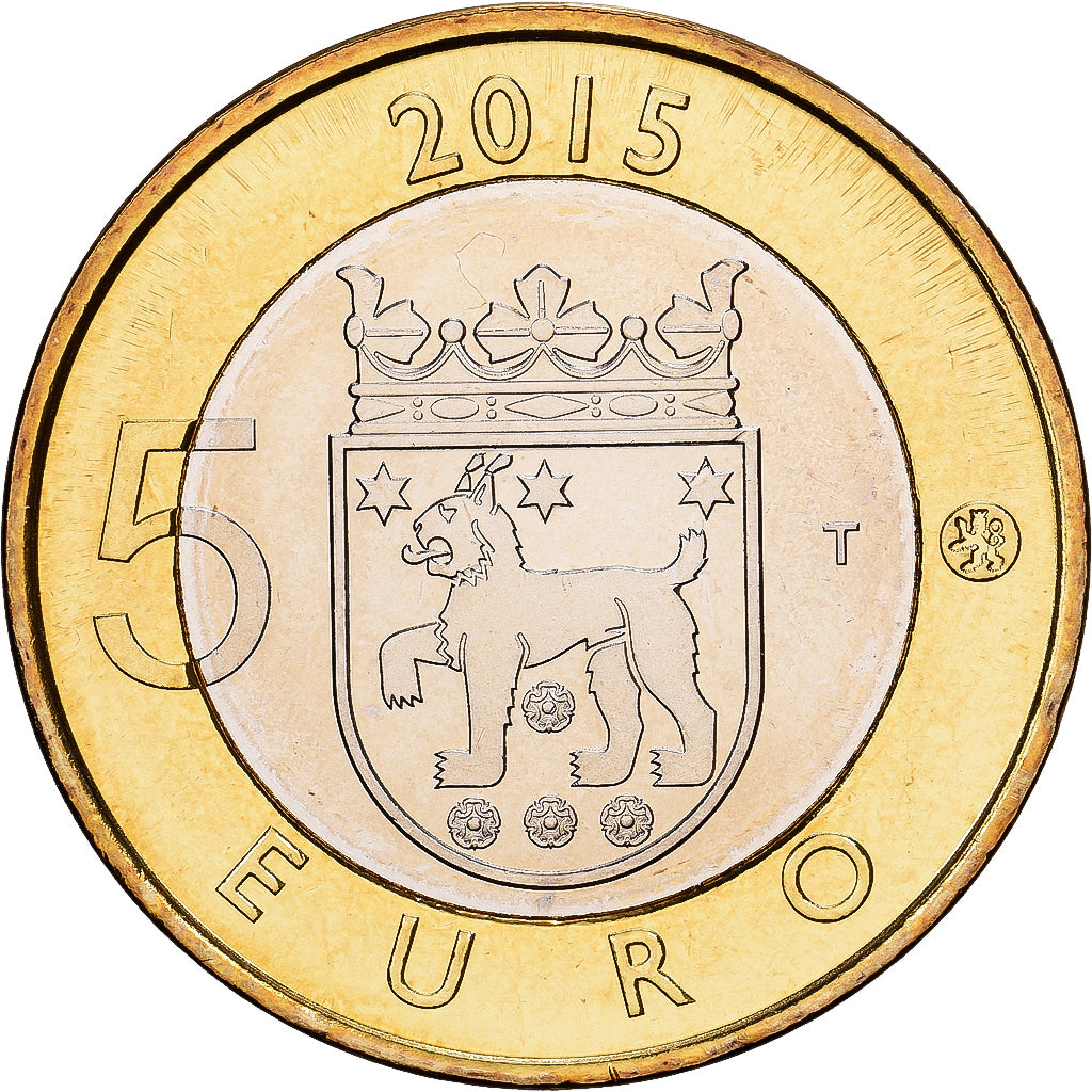 Finlande, 5 Euro, Lynx in Tavastia, 2015, Vantaa, Bimétallique, SPL, KM:241