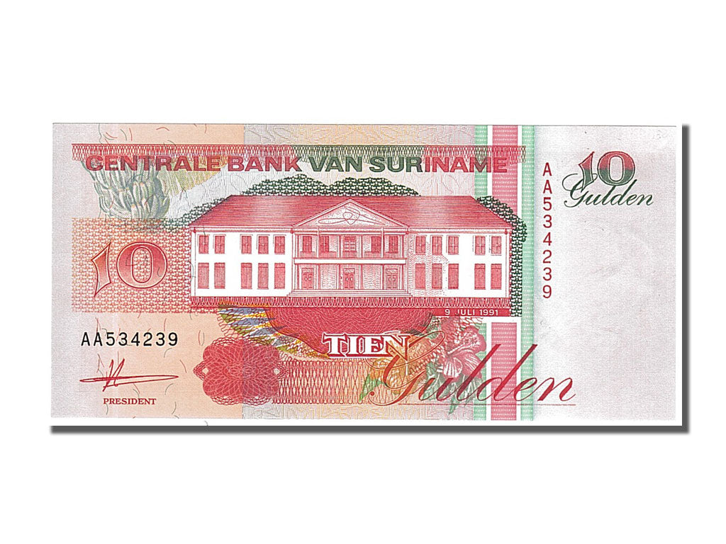 Banknote, Suriname, 10 Gulden, 1991, 1991-07-09, UNC(65-70)