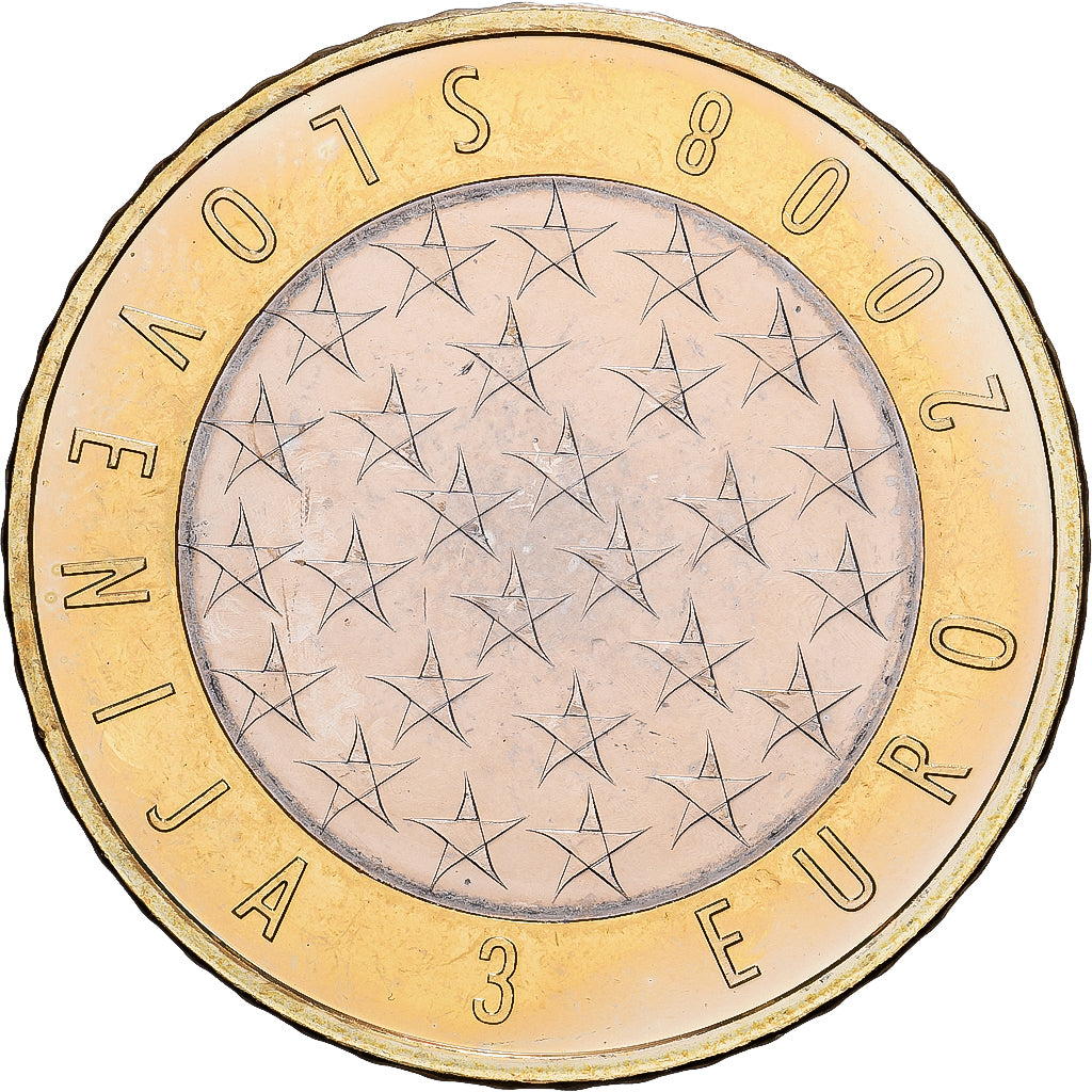 Slovenia, 3 Euro, Présidence de l'UE, 2008, MS(60-62), Bi-Metallic, KM:81