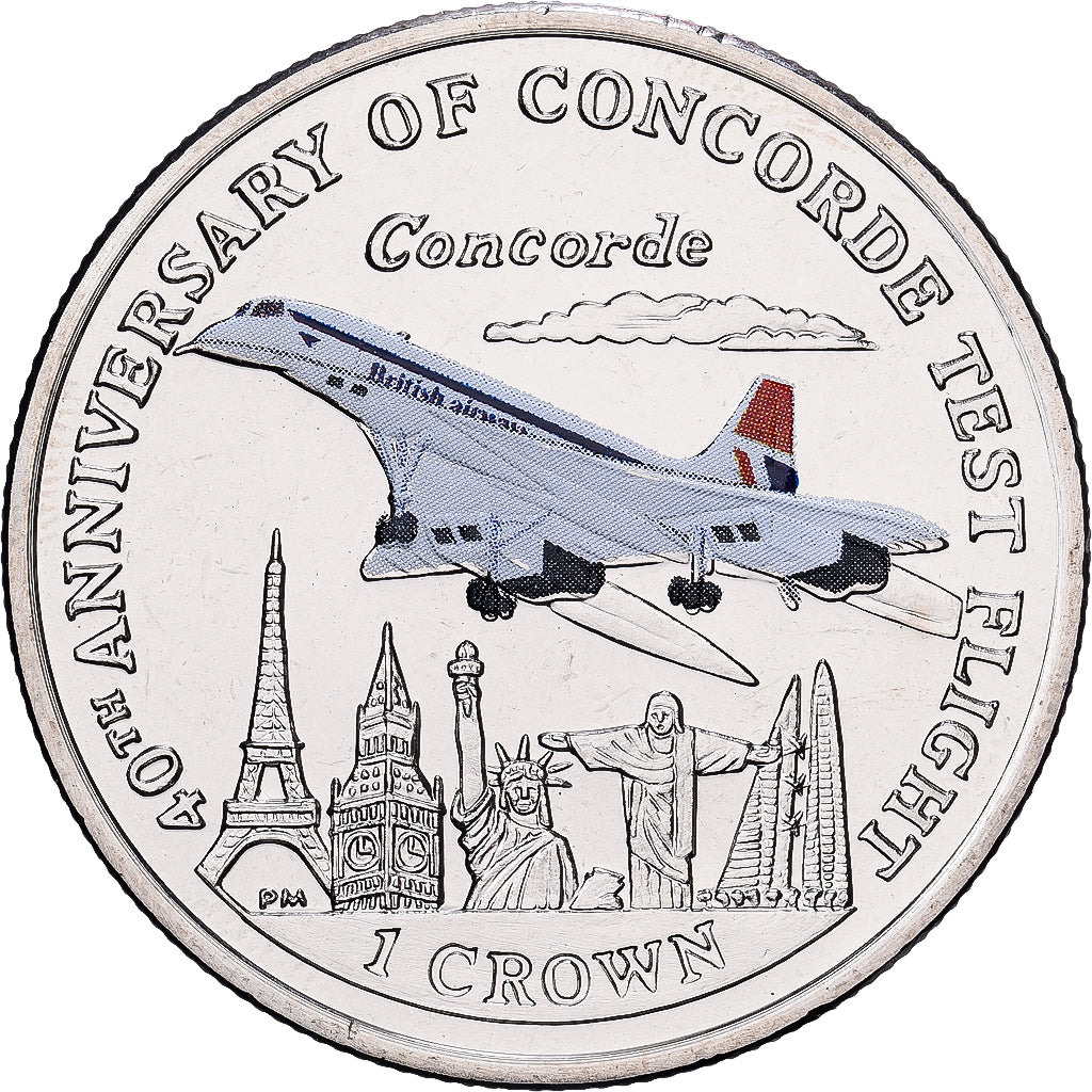 Isle of Man, Elizabeth II, Crown, Concorde, 2009, Pobjoy Mint, Silver, MS(64)