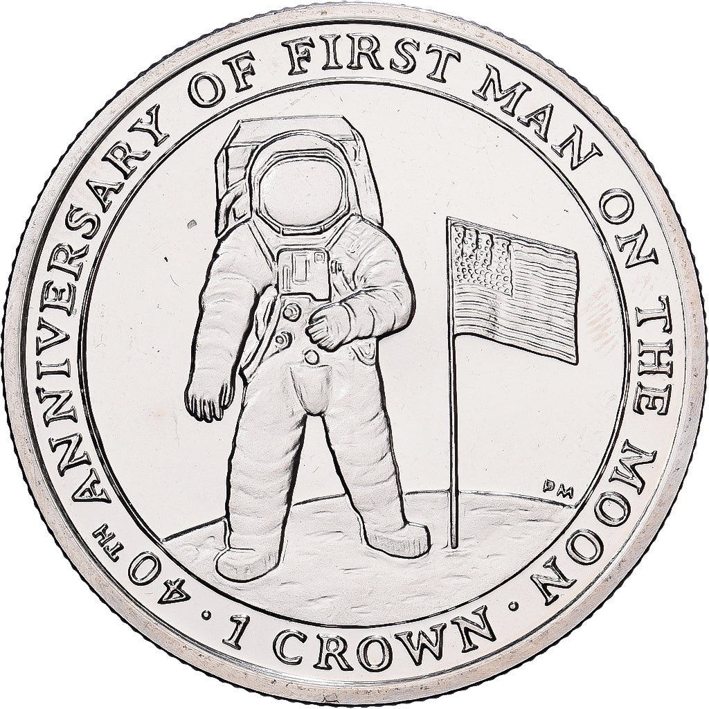 Isle of Man, 1 Crown, 2009, Pobjoy Mint, 40eme anniversaire du premier pas sur