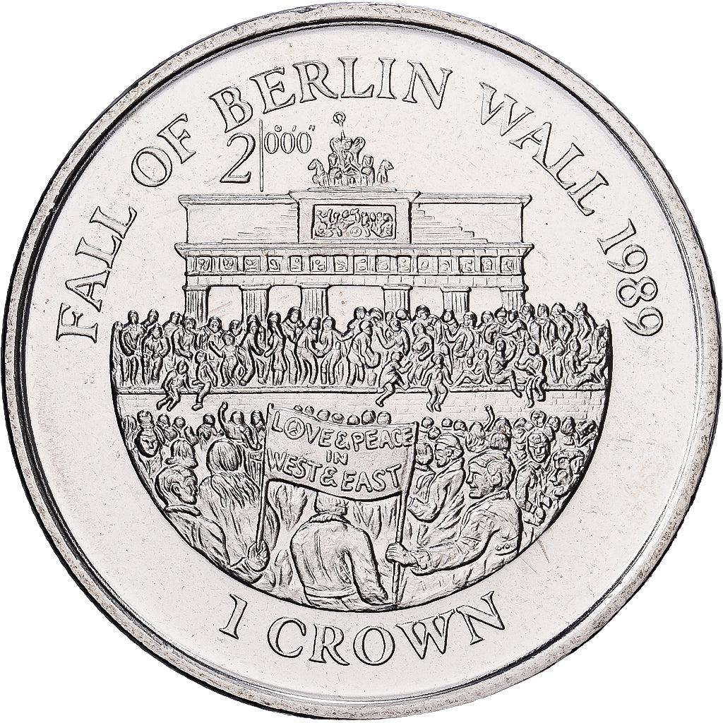 Wyspa Man, 1 Crown, 2000, Pobjoy Mint, Chute du mur de berlin 1989