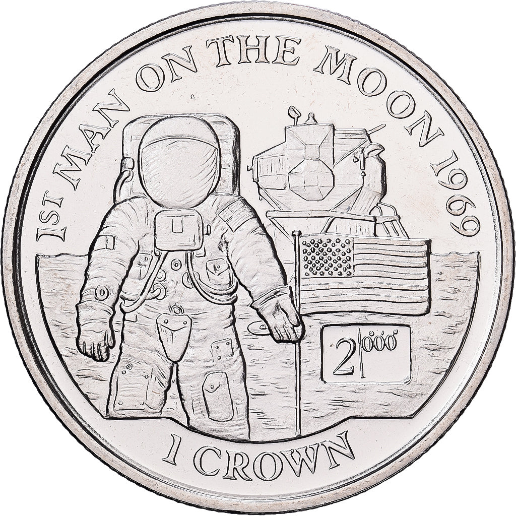 Isle of Man, 1 Crown, 2000, Pobjoy Mint, Le premier homme sur la Lune