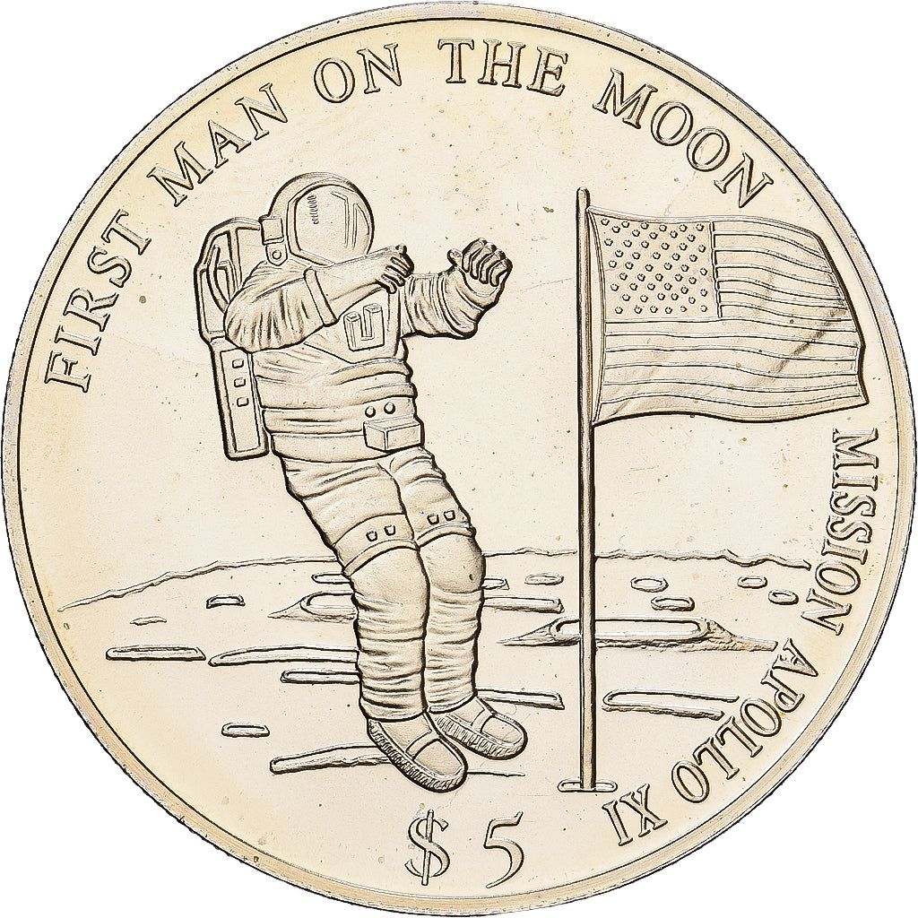 Liberia, 5 Dollars, Mission Apollo XI, 2000, Copper-nickel, MS(63)