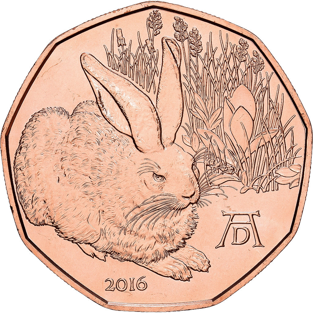 Austria, 5 Euro, Le lièvre d'Albrecht Dürer, 2016, AUSTRIAN MINT, Cuivre