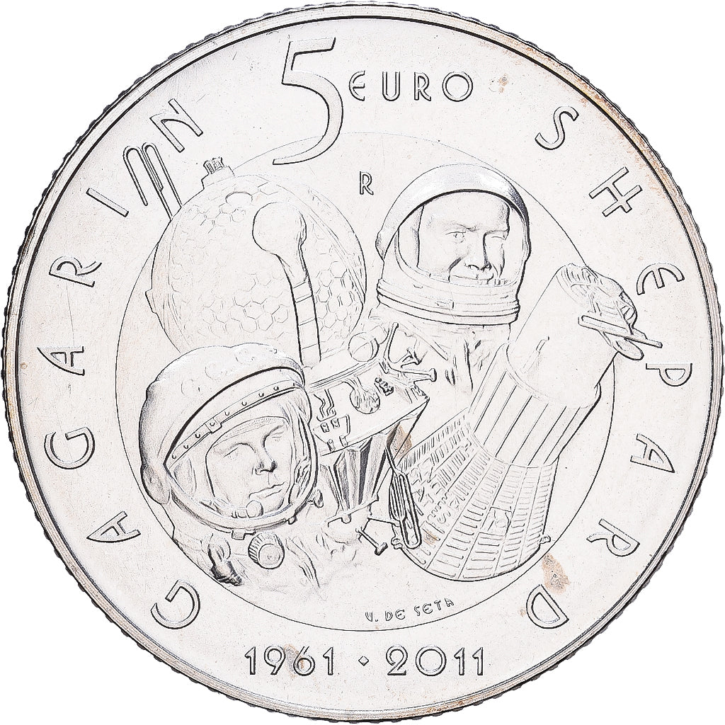 San Marino, 5 Euro, 50e anniversaire du premier homme dans l'espace, 2011, Rome