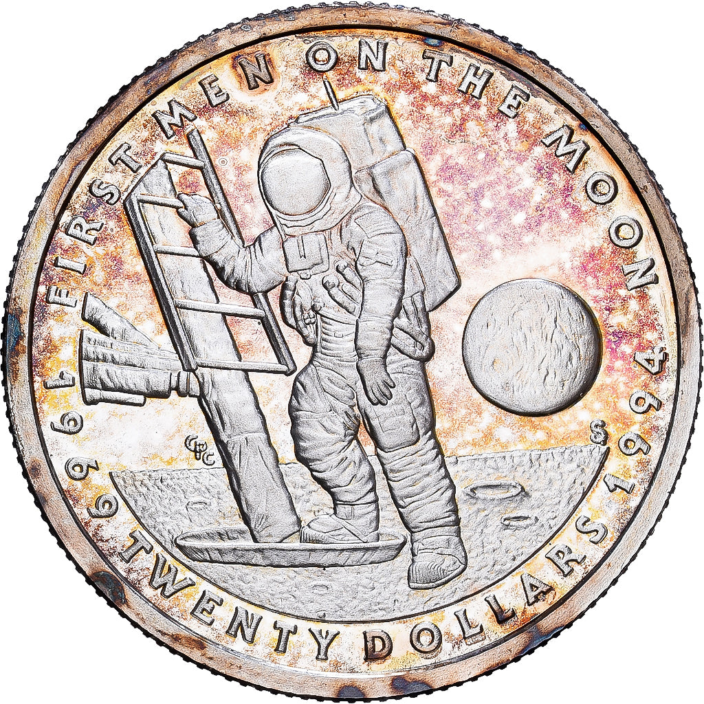 Isole Marshall, 20 Dollars, 1994, 25th anniversary of the first men on the Moon