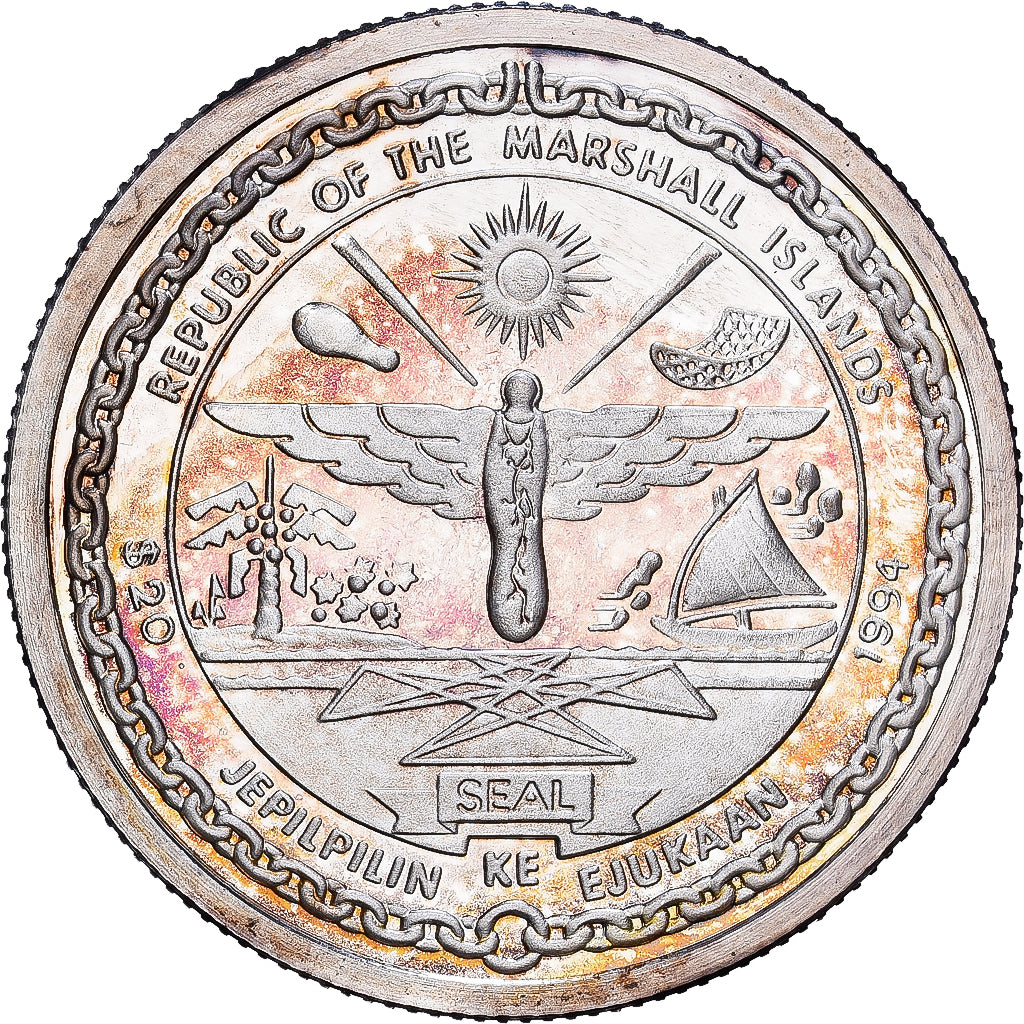 Isole Marshall, 20 Dollars, 1994, 25th anniversary of the first men on the Moon