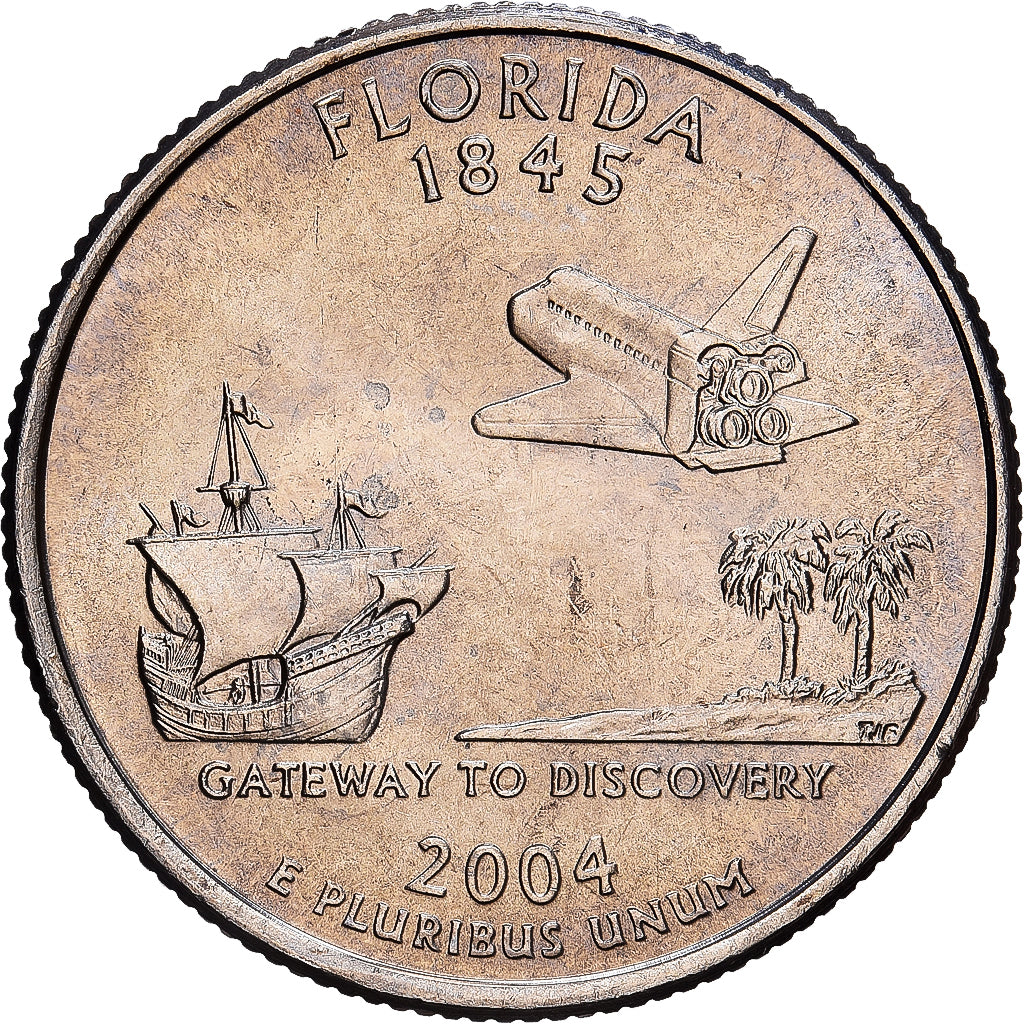 Stati Uniti, Quarter, Quarter Dollar, 2004, U.S. Mint, FLORIDA, Rame ricoperto