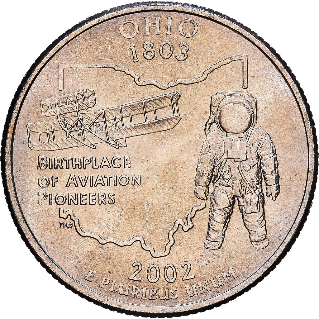 Stati Uniti, Quarter, Quarter Dollar, 2002, U.S. Mint, Ohio 1803, Rame ricoperto