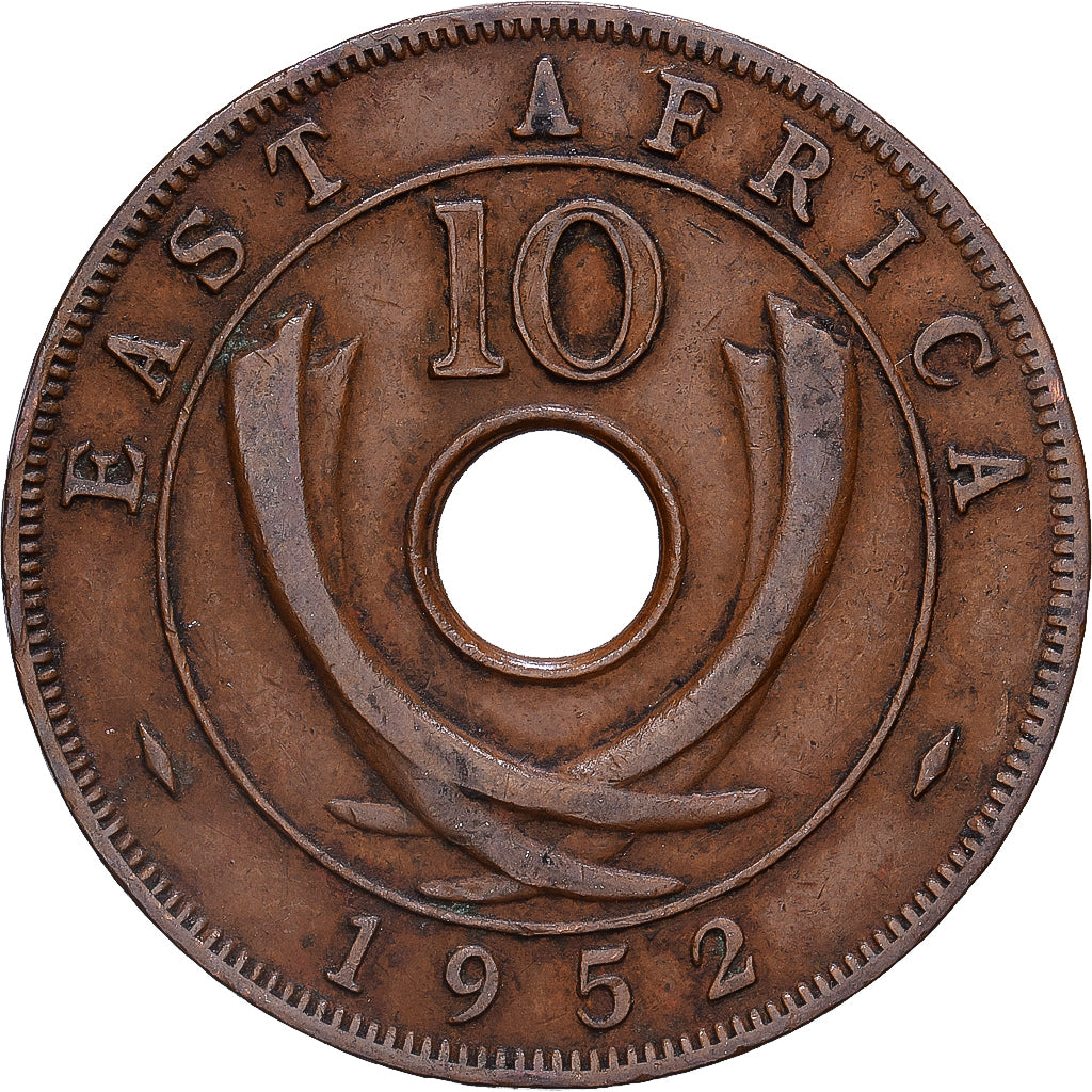 ESTE DE ÁFRICA, George VI, 10 Cents, 1952, Bronce, MBC+, KM:34
