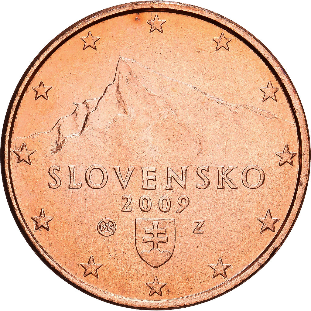 Slovacchia, 1 Centime, la crête Krivan, 2009, Kremnica, Acier plaqué cuivre