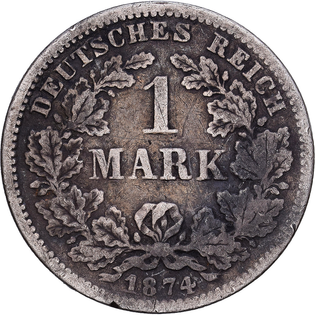 Germania, 1 Mark, 1874, Stuttgart, Argento, BB, KM:7