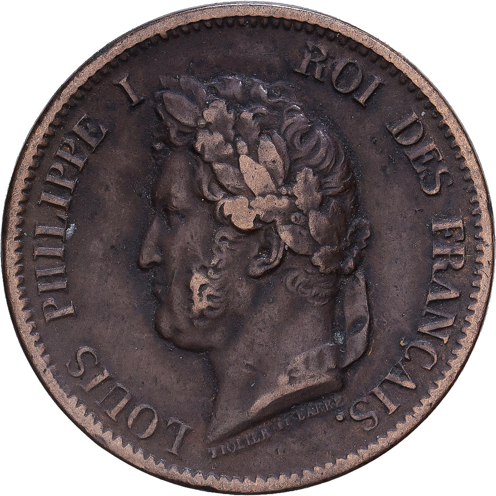 French Antilles, Louis Philippe I, 5 Cents, 1844, Paris, Bronze, SS