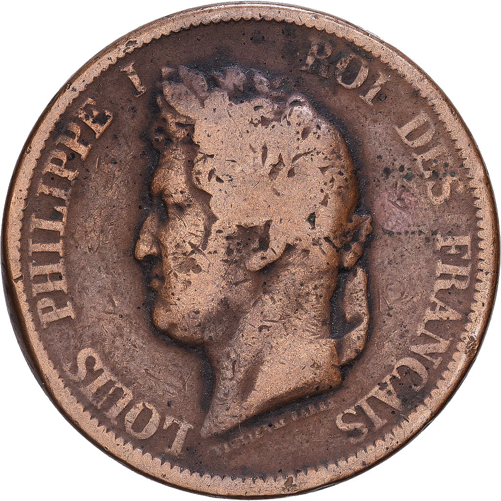 Französische Kolonien, Louis Philippe I, 10 Cents, 1839, Paris, Bronze, S+