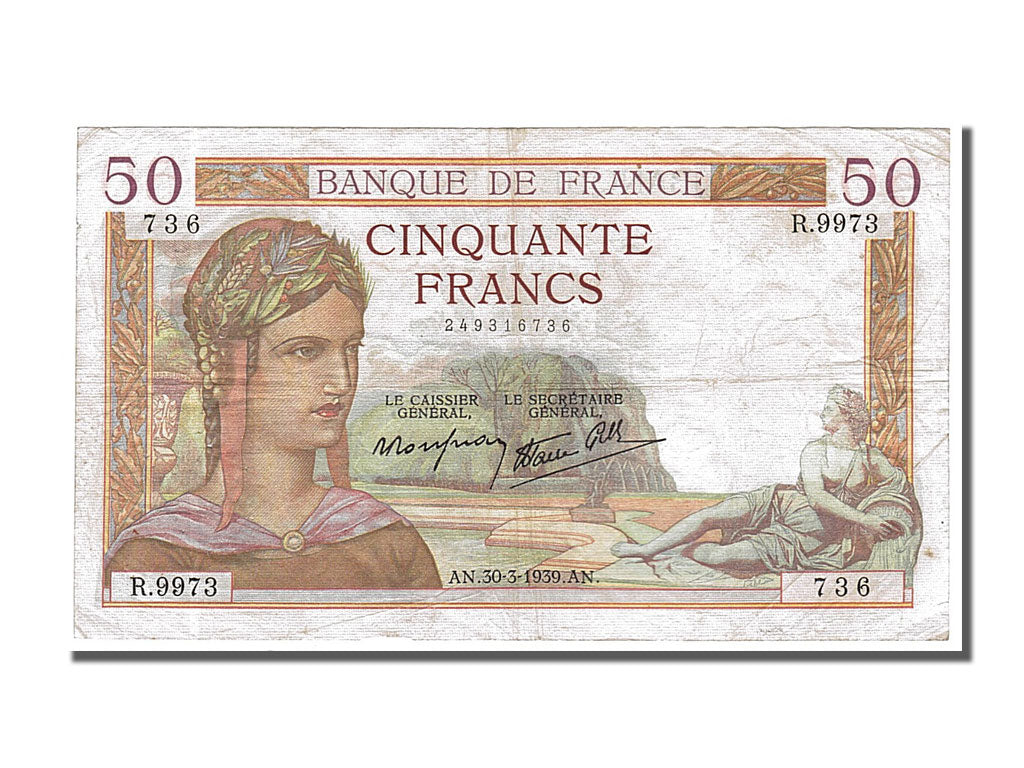 Banknote, France, 50 Francs, 50 F 1934-1940 ''Cérès'', 1939, 1939-03-30