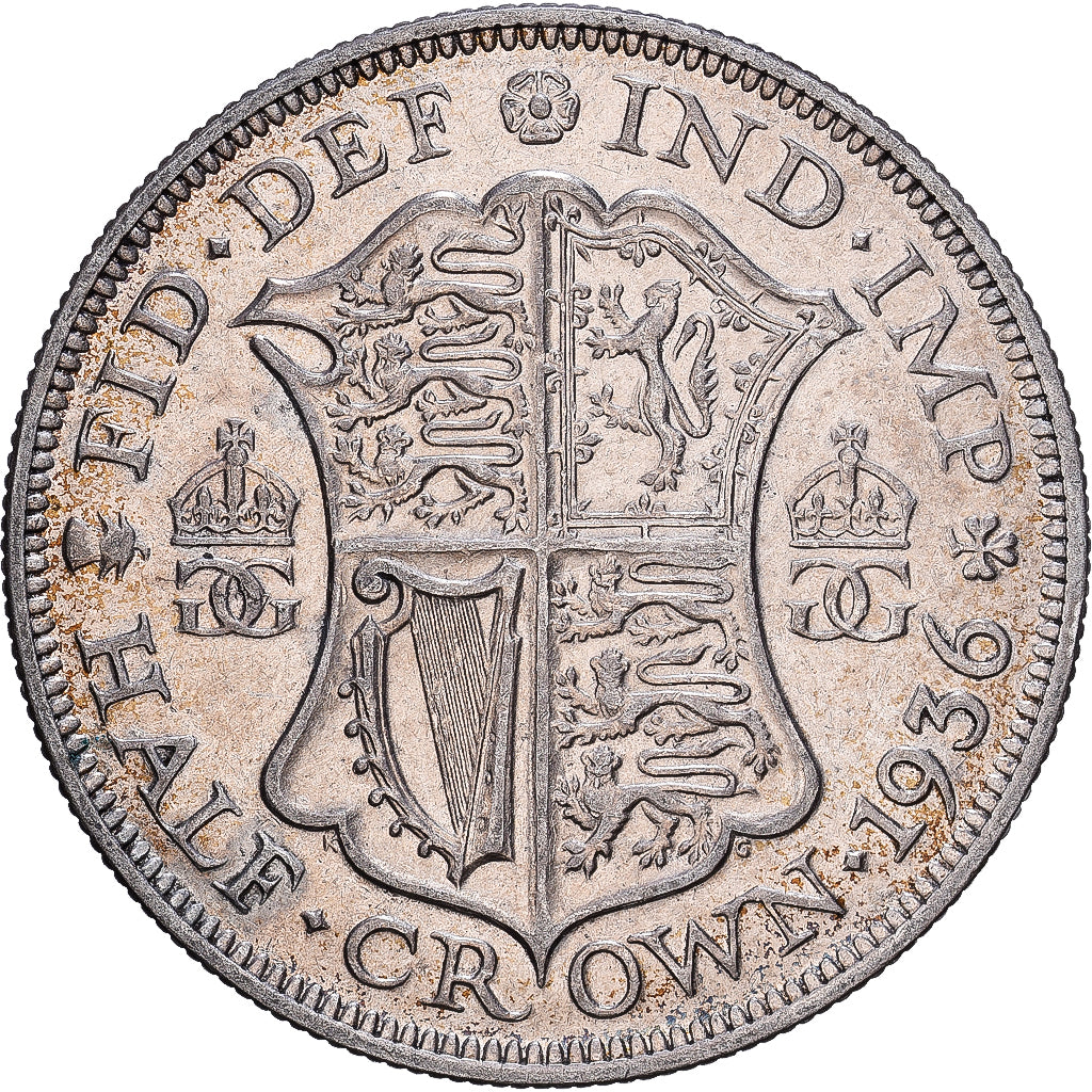 Gran Bretaña, George V, Half crown, 1936, British Royal Mint, Plata, BC+