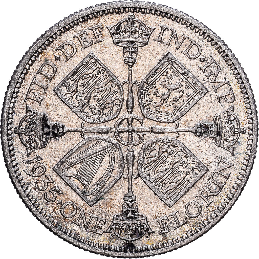 Gran Bretaña, George V, Florin, 1936, British Royal Mint, Plata, MBC, KM:834
