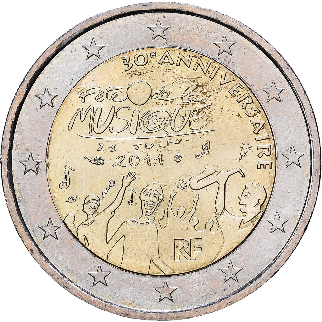 Francja, 2 Euro, fête de la musique, 2011, Paris, Bimetaliczny, AU(50-53)