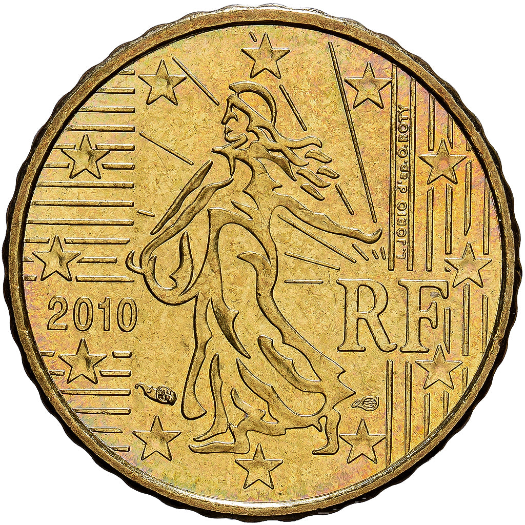 France, 10 Euro Cent, 2010, Paris, Brass, AU(55-58), KM:1410