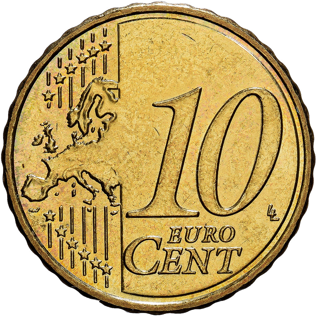France, 10 Euro Cent, 2010, Paris, Brass, AU(55-58), KM:1410
