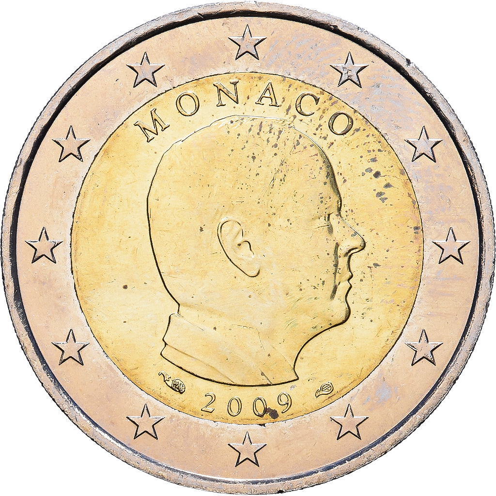 Monaco, Albert II, 2 Euro, 2009, MDP, Bi-metallico, BB+, KM:195